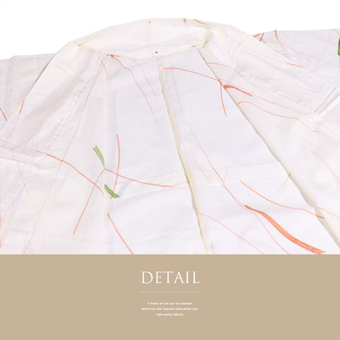 小紋 リサイクル 夏着物 身丈159.5cm 裄63.4cm 絽 稲穂柄 アイボリー Mサイズ カジュアル 不明 広衿 Sランク