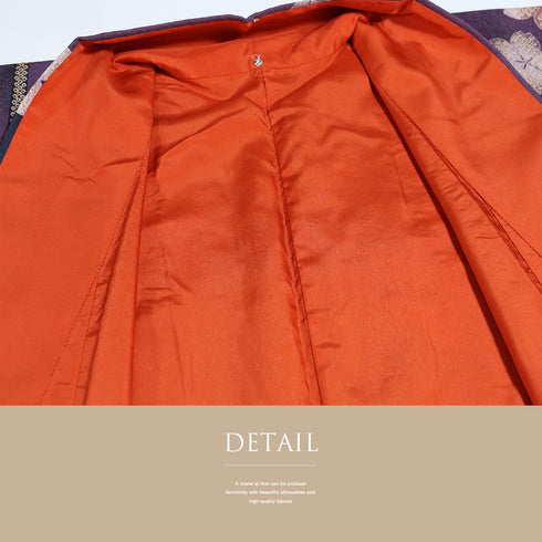 小紋 リサイクル 身丈168cm 裄64.5cm 袷 桜柄 パープル LLサイズ お洒落 カジュアル ポリエステル 洗える着物 広衿 Sランク