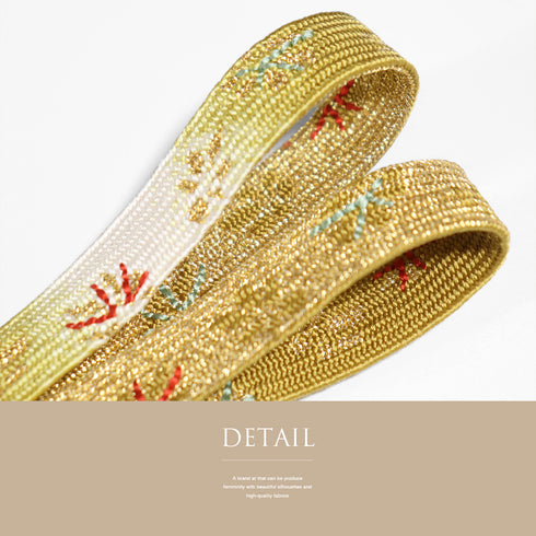 帯締め・帯揚げセット リサイクル お洒落 平組紐 オレンジ 正絹 新品・未使用品