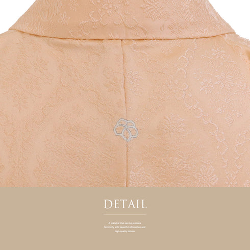 色無地 リサイクル 身丈166.5cm 裄66cm 袷 デザイン菱文様 衿先布付き オレンジ LLサイズ セミフォーマル 正絹 バチ衿 地紋あり Sランク