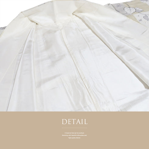 紬 リサイクル 身丈153.8cm 裄63.2cm 袷 市松に葉や小花柄 箔 ベージュ Sサイズ お洒落 カジュアル 正絹 広衿 Sランク