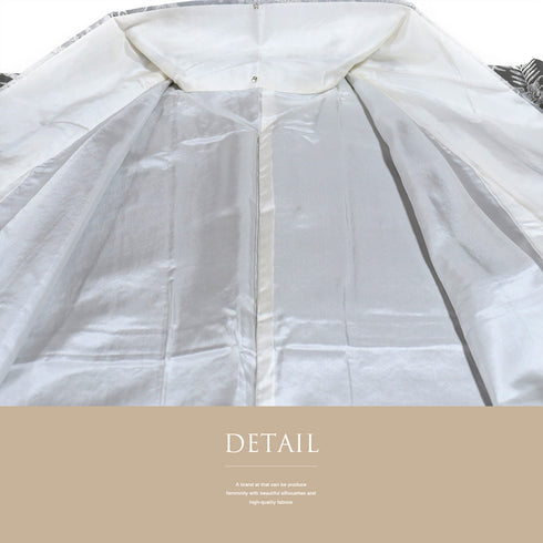 訪問着 リサイクル 身丈163.5cm 裄66cm 袷 鳳凰に花や蝶柄 山岡古都 天目織 グレー Lサイズ お洒落 正絹 広衿 Aランク