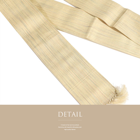 角帯 リサイクル 帯丈406cm 全通 ベージュ SSサイズ 正絹 Sランク カジュアル お洒落