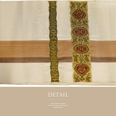 名古屋帯 リサイクル 帯丈346cm ポイント柄 ベージュ Sサイズ 正絹 Sランク お洒落 カジュアル