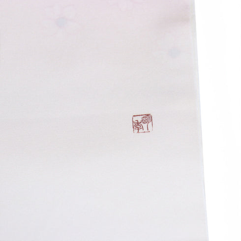 名古屋帯 リサイクル 帯丈383cm ポイント柄 塩瀬 花柄 ピンク Lサイズ 正絹 Sランク お洒落 カジュアル 落款