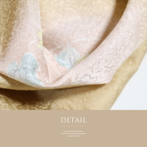 長襦袢 リサイクル 長襦袢 身丈121.5cm 裄62.4cm 袷 蔦の実 彩色有 地紋 後身頃居敷当て付き ブラウン SSサイズ お洒落 正絹 袖無双 未使用品