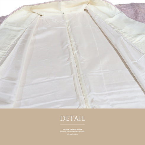 小紋 リサイクル 身丈151.8cm 裄66.4cm 袷 草花柄 型染め パープル Sサイズ お洒落 カジュアル 正絹 広衿 Sランク