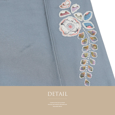 リサイクル 身丈159.5cm 裄66cm 袷 辻ヶ花 ぼかし ブルー Mサイズ お洒落 落款 正絹 広衿 Sランク