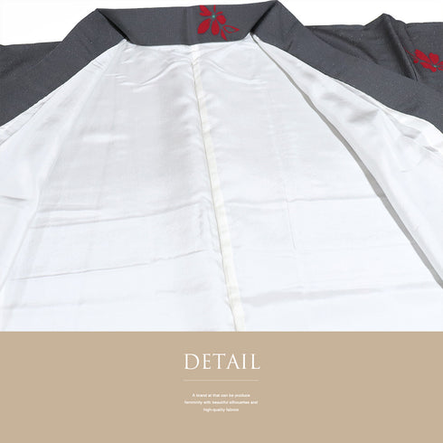 小紋 リサイクル 身丈161cm 裄65.6cm 袷 花柄 パールトーン加工 グレー Lサイズ カジュアル お洒落 しつけ糸 正絹 バチ衿 Sランク