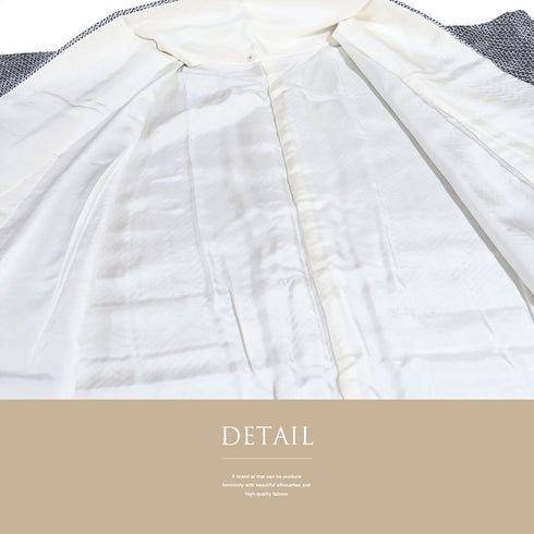 小紋 リサイクル 身丈164.2cm 裄70.2cm 袷 絞り ネイビー Lサイズ お洒落 正絹 広衿 Sランク