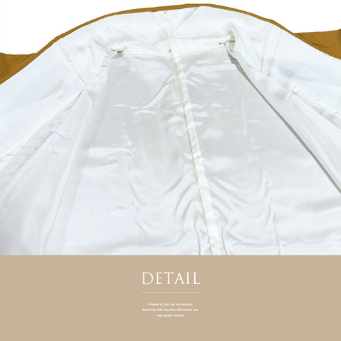 色無地 リサイクル 身丈158.3cm 裄64.4cm 袷 作家物 瑞寶 ブラウン Mサイズ セミフォーマル 一つ紋 しつけ糸 正絹 広衿 地紋なし Sランク