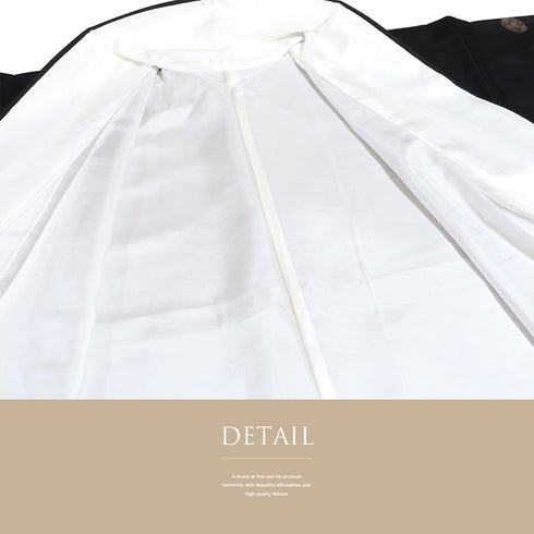 紬 リサイクル 身丈168.5cm 裄66.6cm 袷 茄柄 ブラック LLサイズ お洒落 カジュアル しつけ糸 正絹 広衿 未使用品