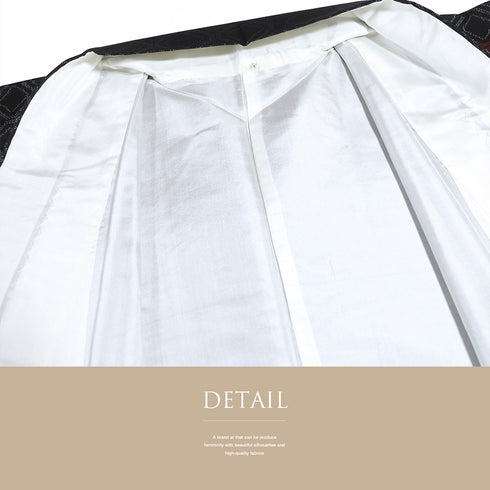 大島紬 リサイクル 身丈160cm 裄63.2cm 袷 斜め格子柄 ブラック Mサイズ カジュアル 証紙 正絹 広衿 Aランク