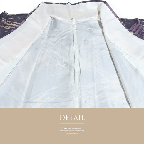 小紋 リサイクル 身丈157cm 裄62.6cm 袷 パープル Mサイズ お洒落 カジュアル 正絹 広衿 Sランク