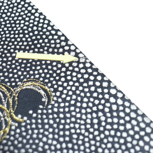 袋帯 リサイクル 帯丈418cm 六通 金銀渦巻刺繍 グレー SSサイズ 正絹 Sランク お洒落