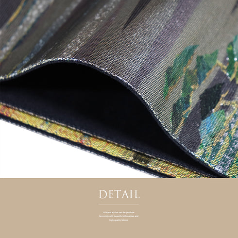 袋帯 リサイクル 帯丈440cm 六通 ポイント柄 平安絵巻柄 西陣織 貴秀螺鈿 シルバー Mサイズ 正絹 新品・未使用品 フォーマル