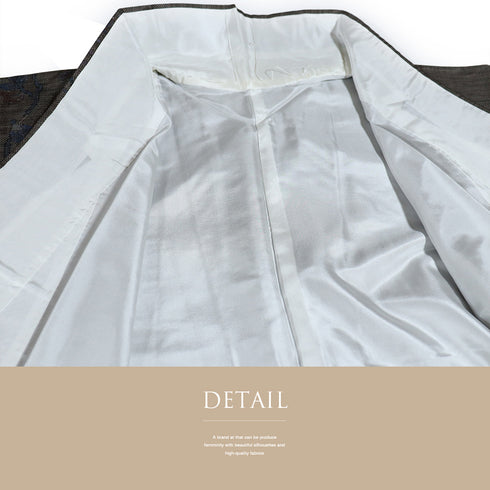 紬 リサイクル 身丈167cm 裄66.2cm 袷 花に枝模様 ブラウン LLサイズ お洒落 カジュアル しつけ糸 正絹 広衿 Sランク