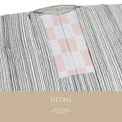 羽織 リサイクル 身丈102.5cm 裄63.8cm 袷 ロング丈 デザイン縞 たたき アイボリー Sサイズ お洒落 カジュアル 正絹 Sランク