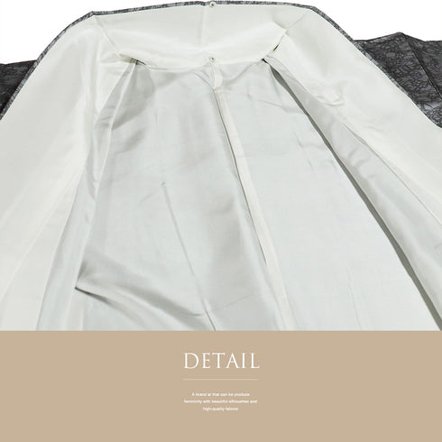 付下げ リサイクル 身丈158.8cm 裄65.2cm 袷 大島紬 草花柄 グレー Mサイズ お洒落 正絹 広衿 Sランク