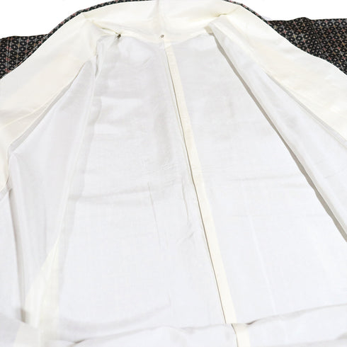 小紋 リサイクル 身丈155.7cm 裄63.2cm 袷 小花柄 ブラック Mサイズ お洒落 カジュアル 正絹 広衿 Sランク