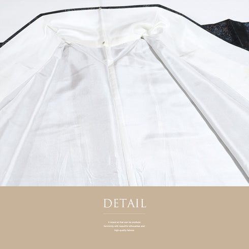 大島紬 リサイクル 身丈158cm 裄67cm 袷 オリエンタル柄 ネイビー Mサイズ カジュアル お洒落 正絹 広衿 Sランク