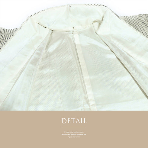 紬 リサイクル 身丈162cm 裄65cm 袷 お召 石畳柄 織りぼかし 地紋 アイボリー Lサイズ お洒落 カジュアル 正絹 広衿 Aランク