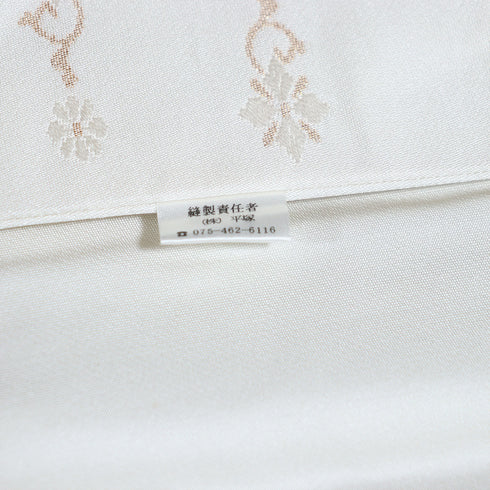 名古屋帯 リサイクル 帯丈365.5cm 六通 松葉柄 ホワイト Mサイズ 正絹 Sランク お洒落