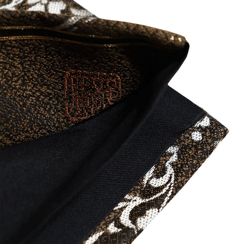 袋帯 リサイクル 帯丈444cm 六通 花菱に唐草柄 廣部商事 ブラウン Mサイズ 正絹 新品・未使用品 フォーマル お洒落