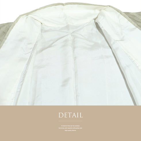 色無地 リサイクル 身丈157.3cm 裄63.2cm 袷 花柄 グリーン Mサイズ セミフォーマル 一つ紋 正絹 広衿 地紋あり Sランク