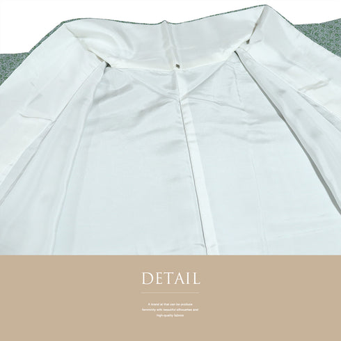 小紋 リサイクル 身丈171.2cm 裄66.4cm 袷 小花柄 グリーン LLサイズ お洒落 カジュアル 正絹 広衿 Sランク