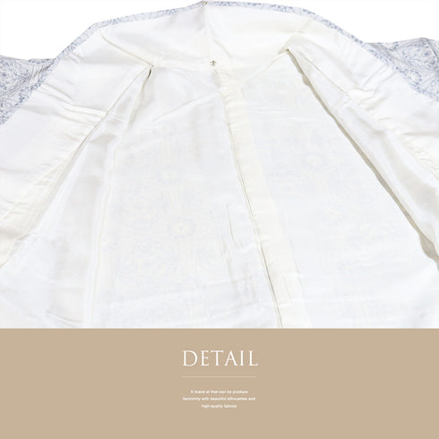 小紋 リサイクル 身丈157.5cm 裄66.8cm 袷 花柄 グレー Mサイズ お洒落 カジュアル 正絹 広衿 Aランク