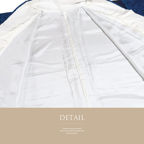 小紋 リサイクル 身丈147cm 裄62.8cm 袷 更紗柄 地紋 ブルー SSサイズ お洒落 カジュアル 正絹 広衿 Sランク