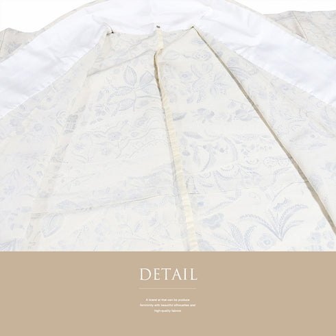 小紋 リサイクル 身丈154.2cm 裄61.5cm 単衣 植物柄 ベージュ Sサイズ お洒落 不明 広衿 Aランク