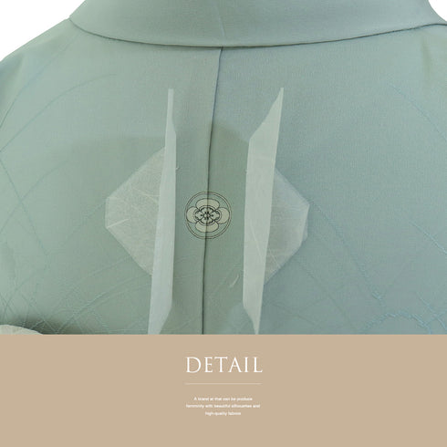 訪問着 リサイクル 身丈158.7cm 裄64cm 袷 無地 花柄地紋 絵羽 平和屋 光琳 グリーン Mサイズ セミフォーマル お洒落 一つ紋 正絹 広衿 Sランク