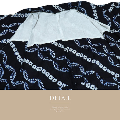 浴衣 リサイクル 夏着物 身丈151.5cm 裄65.2cm 夏物 絞り 七宝柄 ブラック Sサイズ カジュアル 木綿 洗える着物 バチ衿 Bランク