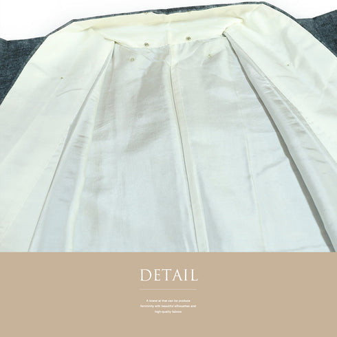 紬 リサイクル 身丈159.4cm 裄63.8cm 袷 ブルー Mサイズ お洒落 カジュアル しつけ糸 正絹 広衿 Sランク