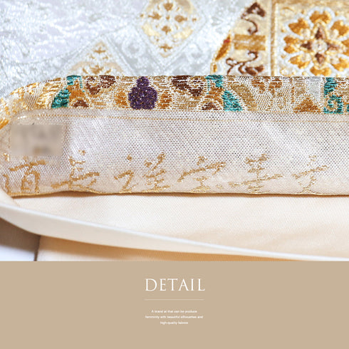 袋帯 リサイクル 帯丈434cm 六通 華紋柄 ゴールド Sサイズ 正絹 Sランク フォーマル セミフォーマル