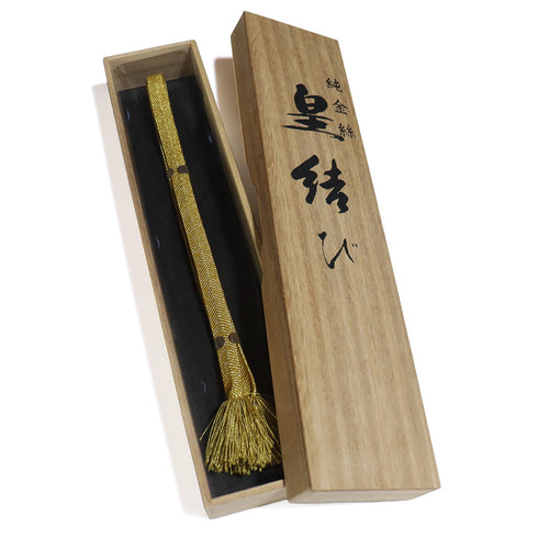 帯締め リサイクル セミフォーマル 平組紐 ゴールド 正絹 新品・未使用品 純金糸 皇結び