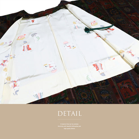 羽織 リサイクル 身丈94.3cm 裄62.4cm 袷 小紋柄 多色 SSサイズ カジュアル お洒落 しつけ糸 正絹 Sランク