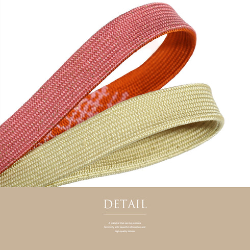 帯締め・帯揚げセット リサイクル お洒落 平組紐 ちりめん ベージュ 正絹 Sランク 雲取りに笹や蝶や梅柄 刺繍