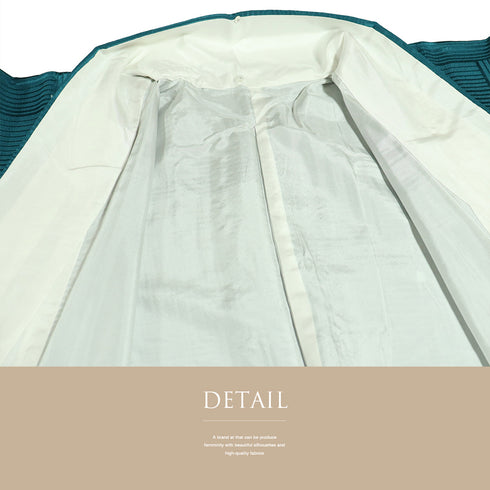 小紋 リサイクル 身丈154.2cm 裄62cm 袷 デザイン模様 地紋 グリーン Sサイズ お洒落 正絹 広衿 Sランク