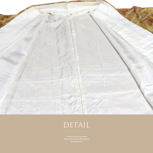 小紋 リサイクル 身丈168.5cm 裄69.4cm 袷 漢方染め 折り縫い絞り 多色 LLサイズ お洒落 カジュアル 正絹 広衿 Sランク