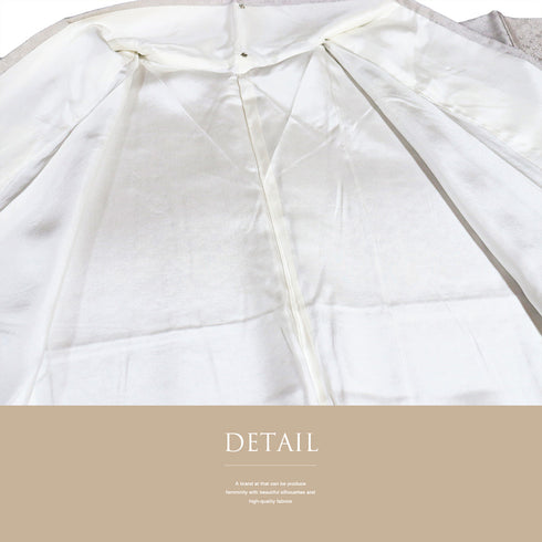 付下げ リサイクル 身丈153.8cm 裄63.6cm 袷 たたき色紙散らしに小花の刺繍 地紋 パールトーン加工 グレー Sサイズ セミフォーマル お洒落 正絹 広衿 Sランク