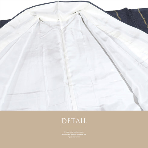 小紋 リサイクル 身丈171cm 裄71.2cm 袷 蔓や丸に花柄 ネイビー LLサイズ お洒落 カジュアル 正絹 広衿 Sランク