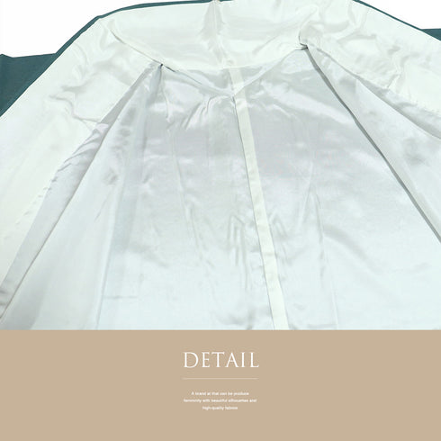 色無地 リサイクル 身丈159.5cm 裄65.7cm 袷 グリーン Mサイズ お洒落 落款 しつけ糸 正絹 広衿 地紋なし Sランク