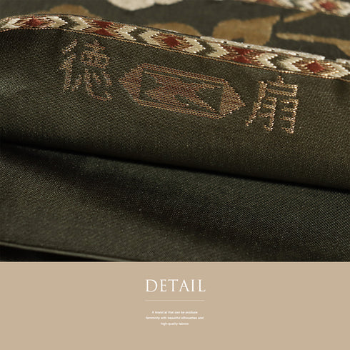 袋帯 リサイクル 帯丈432cm 六通 牡丹唐草柄 徳扇 グリーン Sサイズ 正絹 Sランク セミフォーマル お洒落