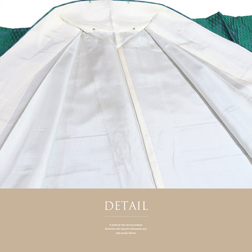 紬 リサイクル 身丈157.8cm 裄68.6cm 袷 縦枠地紋柄 グリーン Mサイズ お洒落 正絹 広衿 Sランク