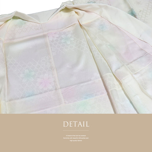 長襦袢 リサイクル 長襦袢 身丈130cm 裄64cm 袷 かごめに桜柄 地紋 ピンク Sサイズ お洒落 正絹 袖無双 Sランク