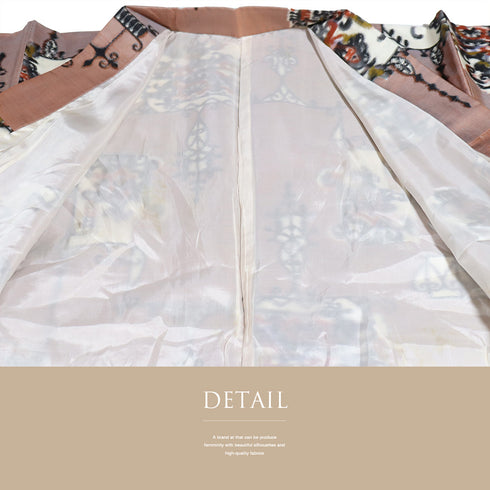 小紋 リサイクル 身丈149.5cm 裄62.2cm 袷 銘仙 オレンジ SSサイズ カジュアル 正絹 バチ衿 Bランク