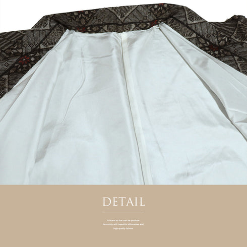 紬 リサイクル 身丈157cm 裄66.8cm 袷 大島紬 龍郷柄 ブラウン Mサイズ カジュアル 正絹 バチ衿 Sランク